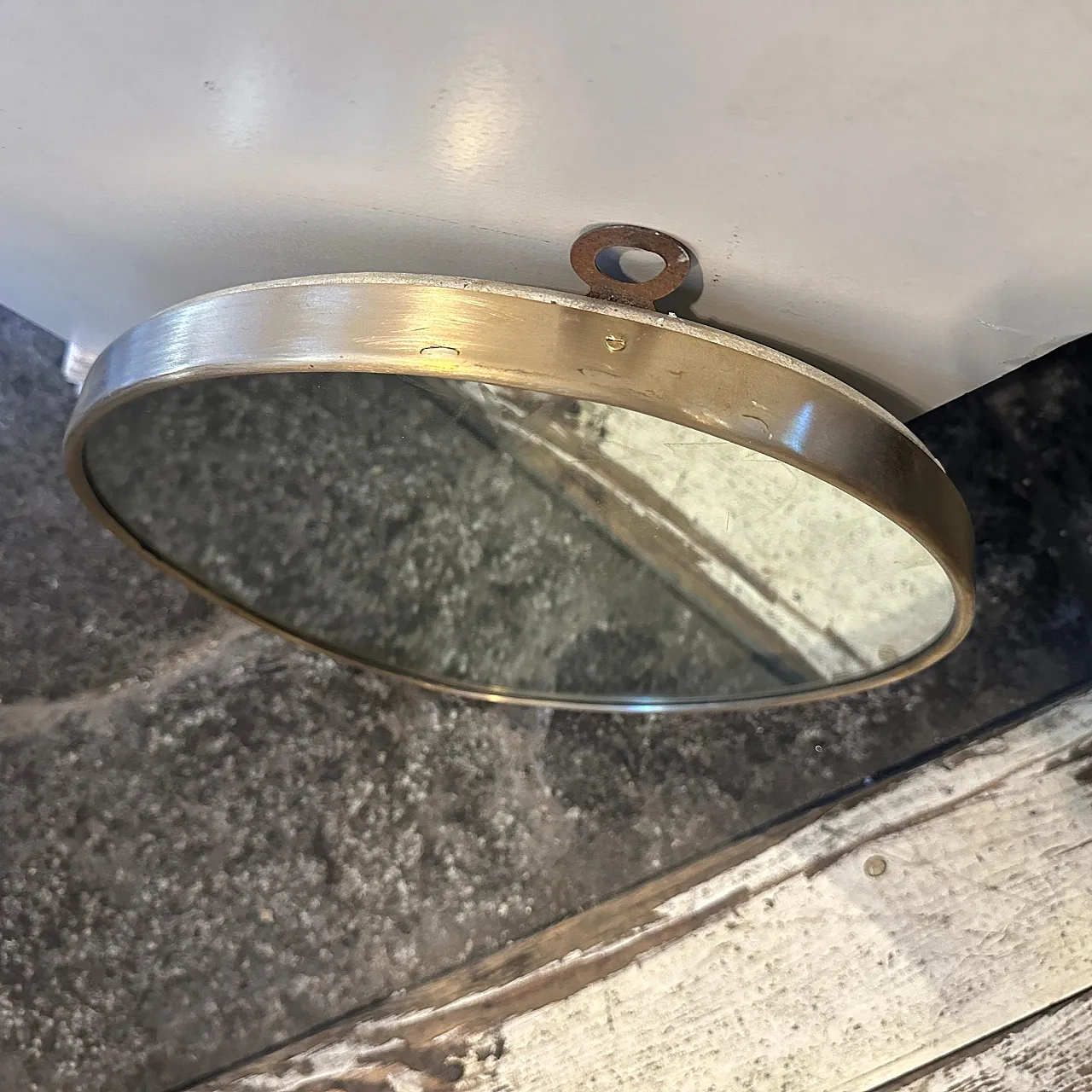 Specchio da parete ovale in ottone di Giò Ponti, anni '50 3