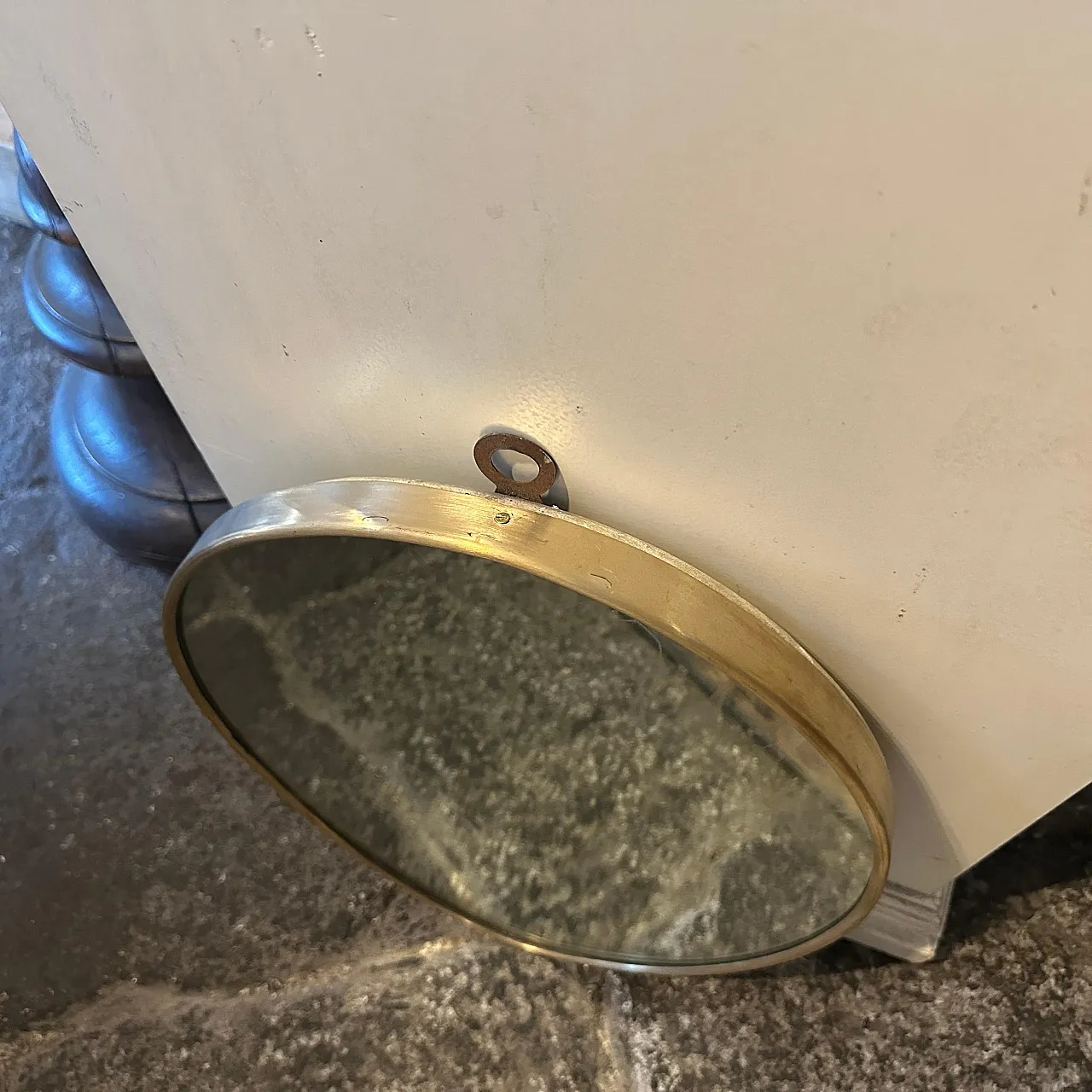 Specchio da parete ovale in ottone di Giò Ponti, anni '50 6