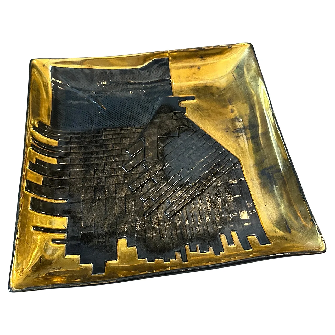 Gold and black ceramic vide poche by Capodimonte, 1980s 1