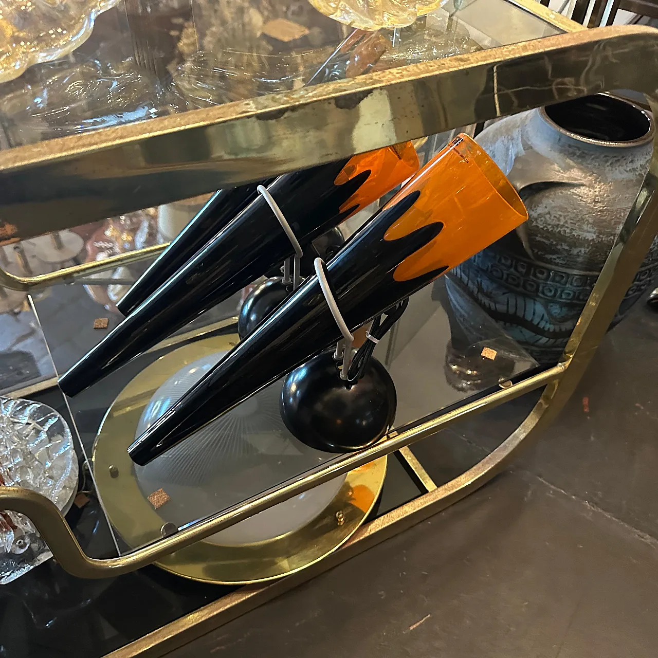 Applique in vetro di Murano e metallo di I Tre, anni '80 6