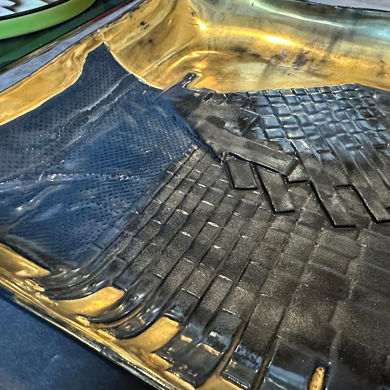 Gold and black ceramic vide poche by Capodimonte, 1980s 7