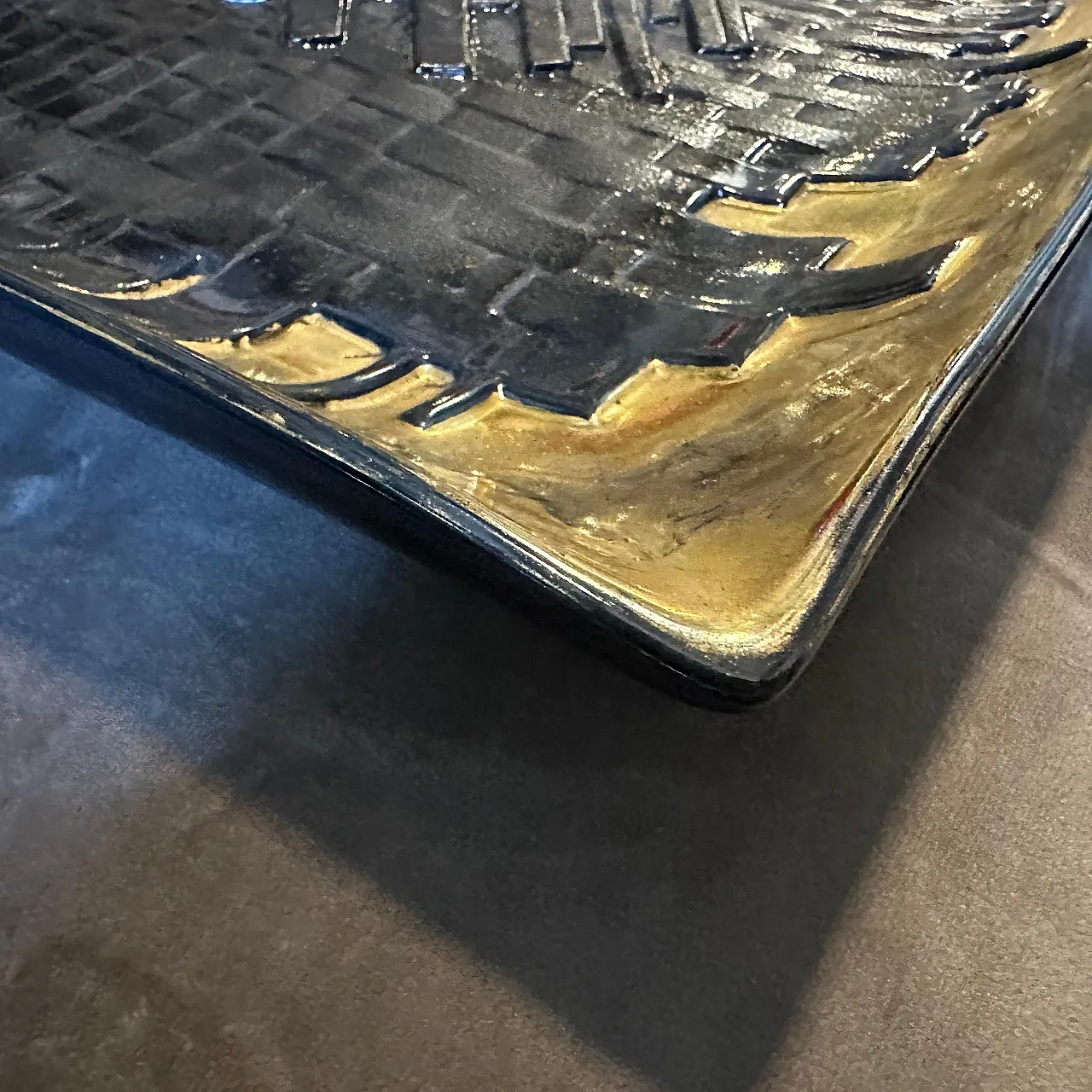 Gold and black ceramic vide poche by Capodimonte, 1980s 8