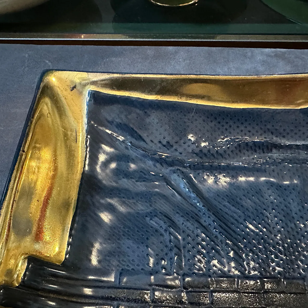 Gold and black ceramic vide poche by Capodimonte, 1980s 9