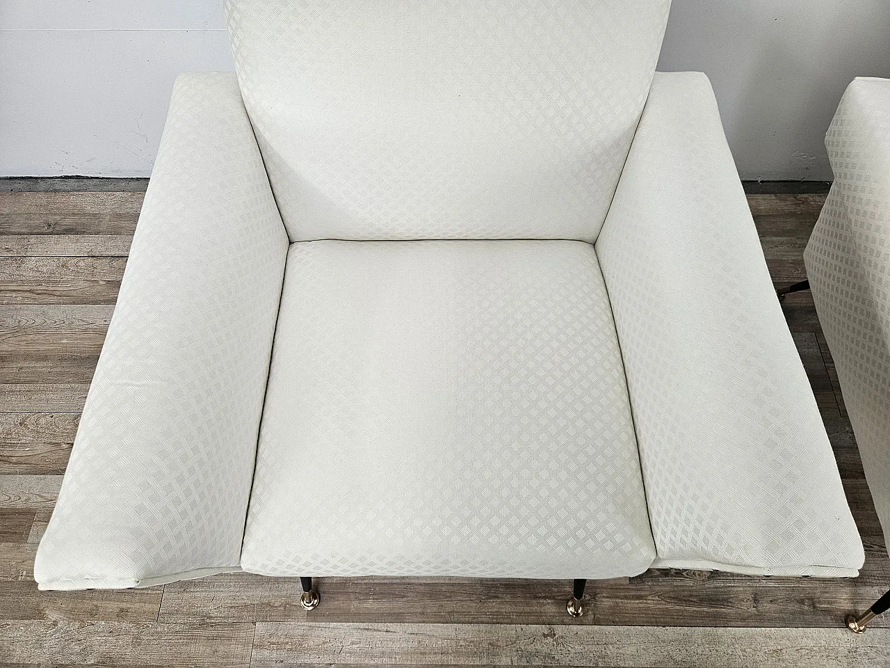 Italian Armchairs Ski Fabric Design With Iron Feet, 1950s 8