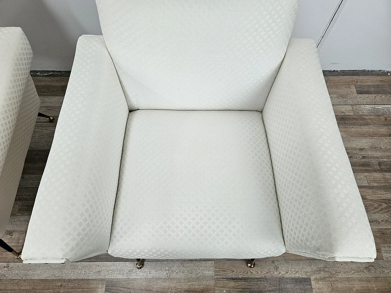 Italian Armchairs Ski Fabric Design With Iron Feet, 1950s 9