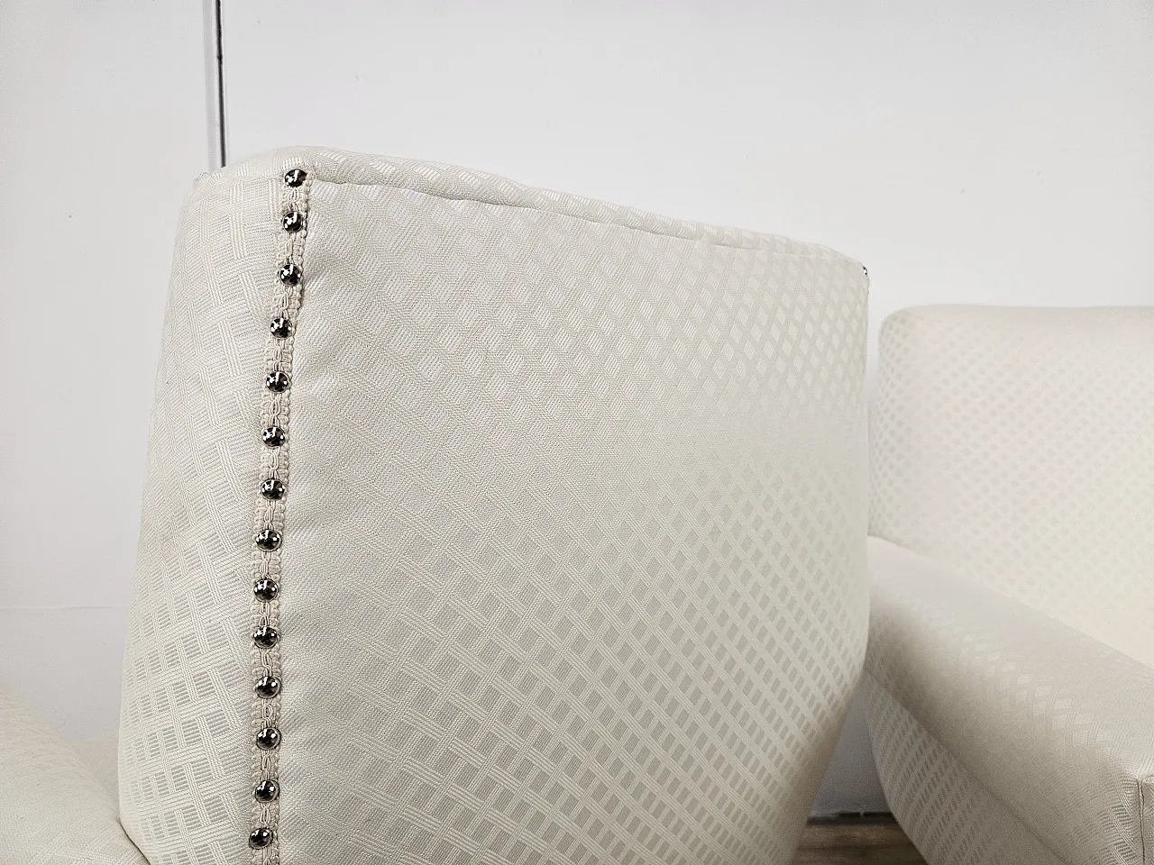 Italian Armchairs Ski Fabric Design With Iron Feet, 1950s 15