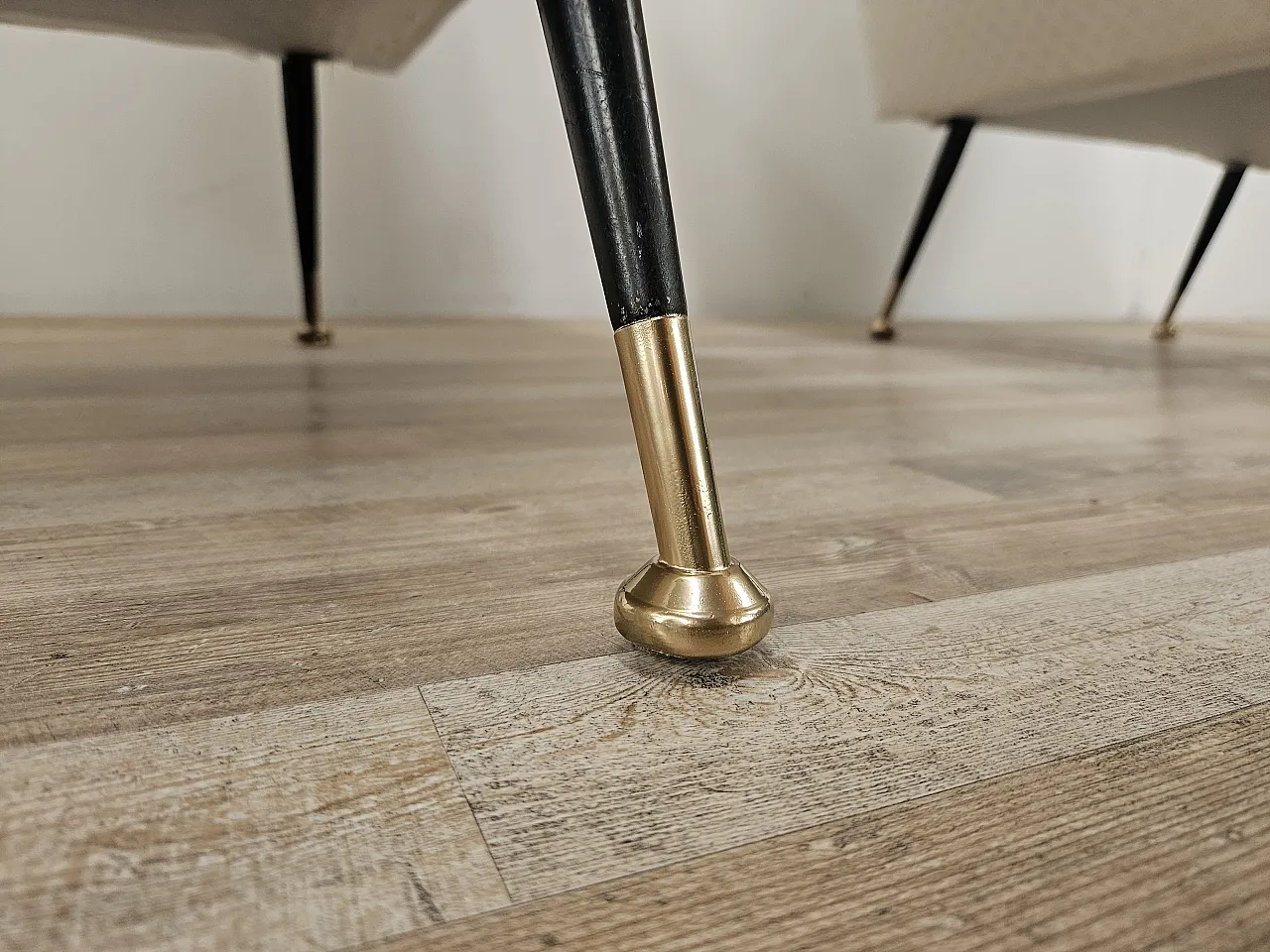 Italian Armchairs Ski Fabric Design With Iron Feet, 1950s 19