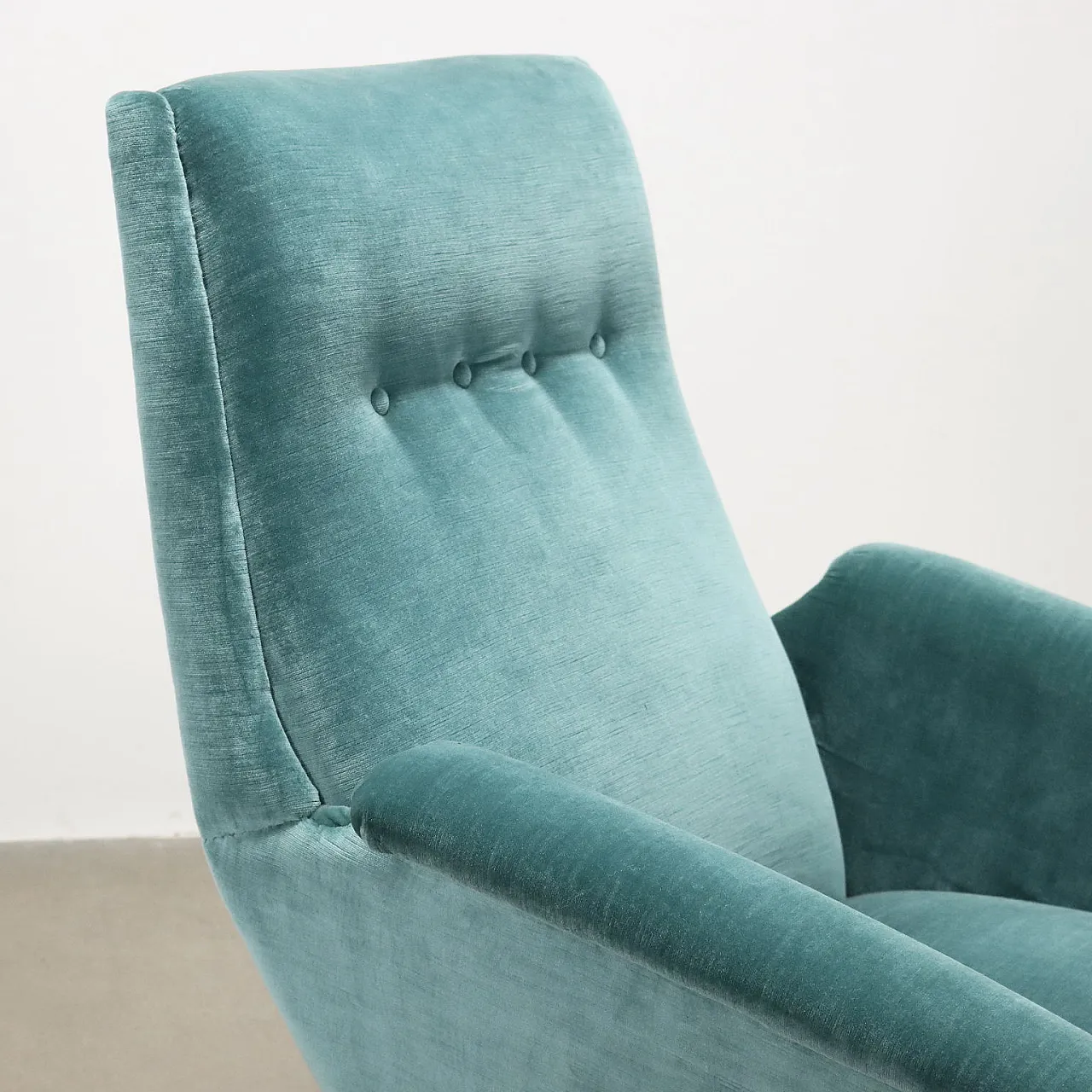 Velvet and brass armchair, mid-20th century 4