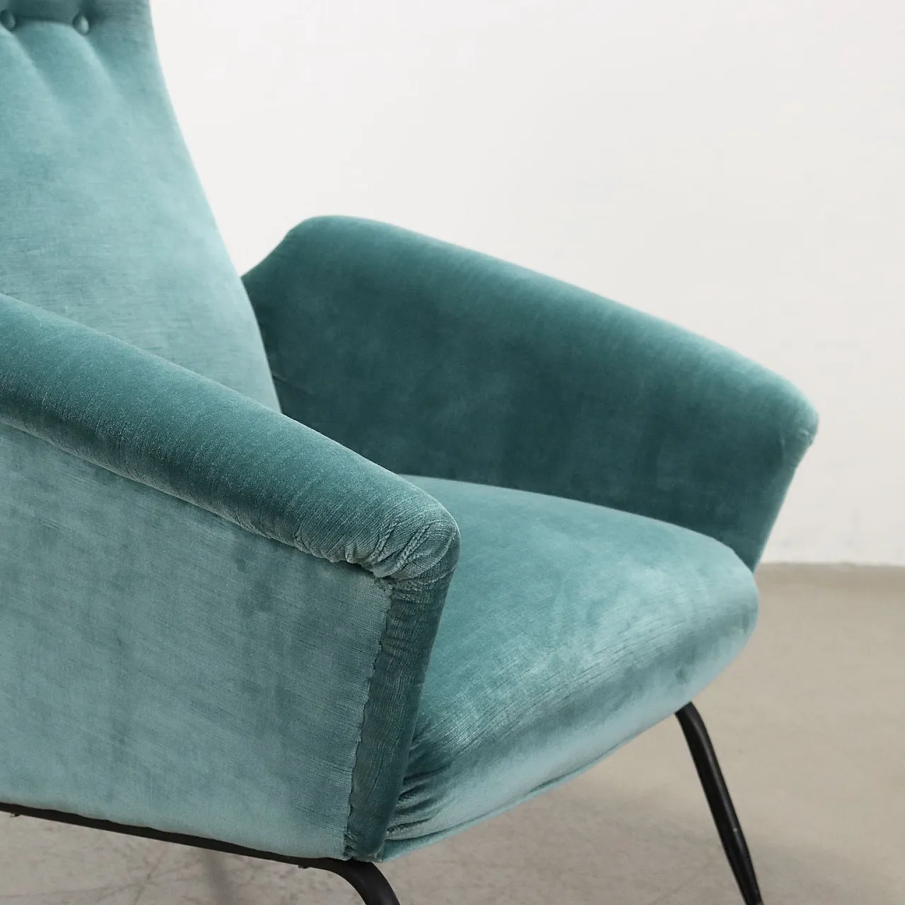 Velvet and brass armchair, mid-20th century 5