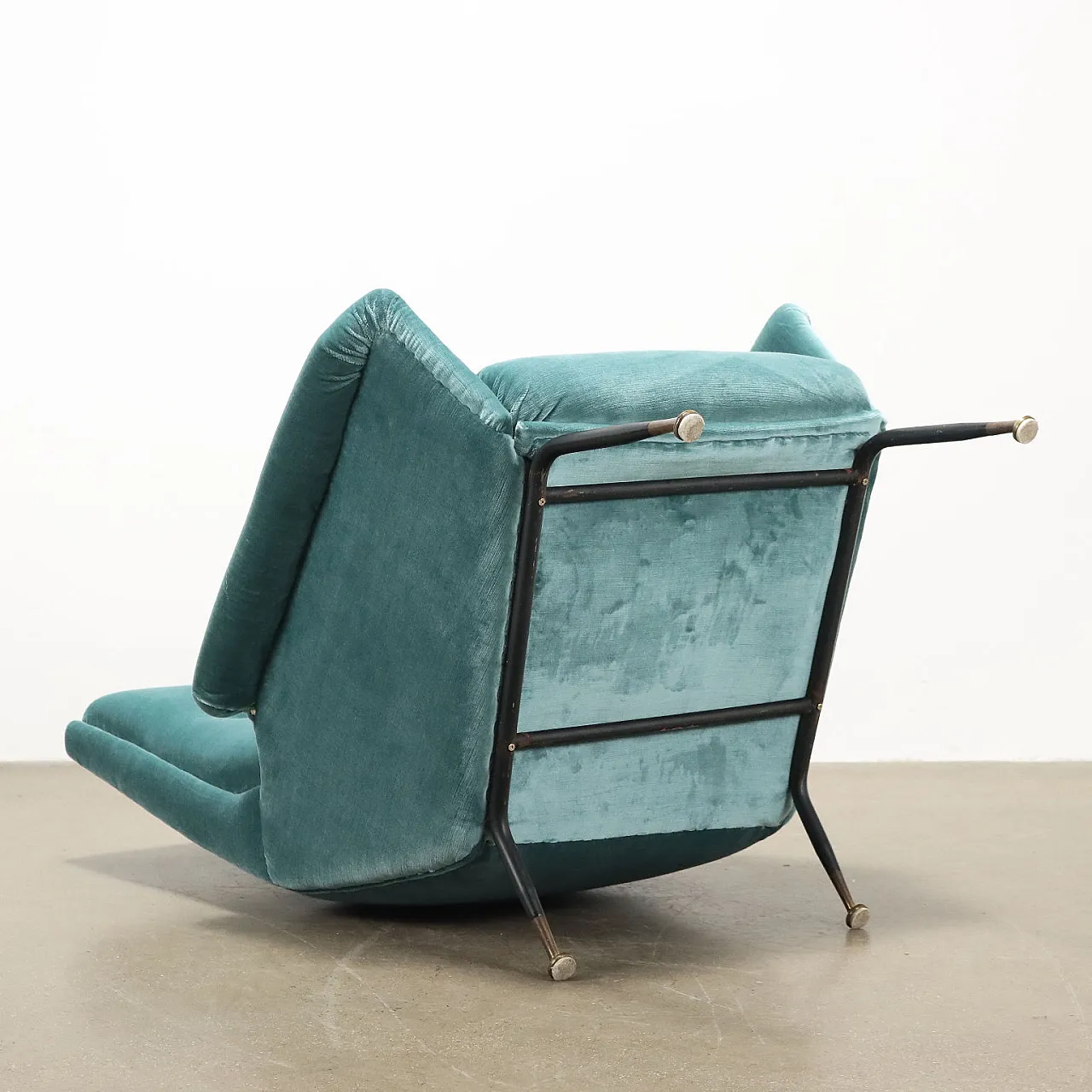 Velvet and brass armchair, mid-20th century 9