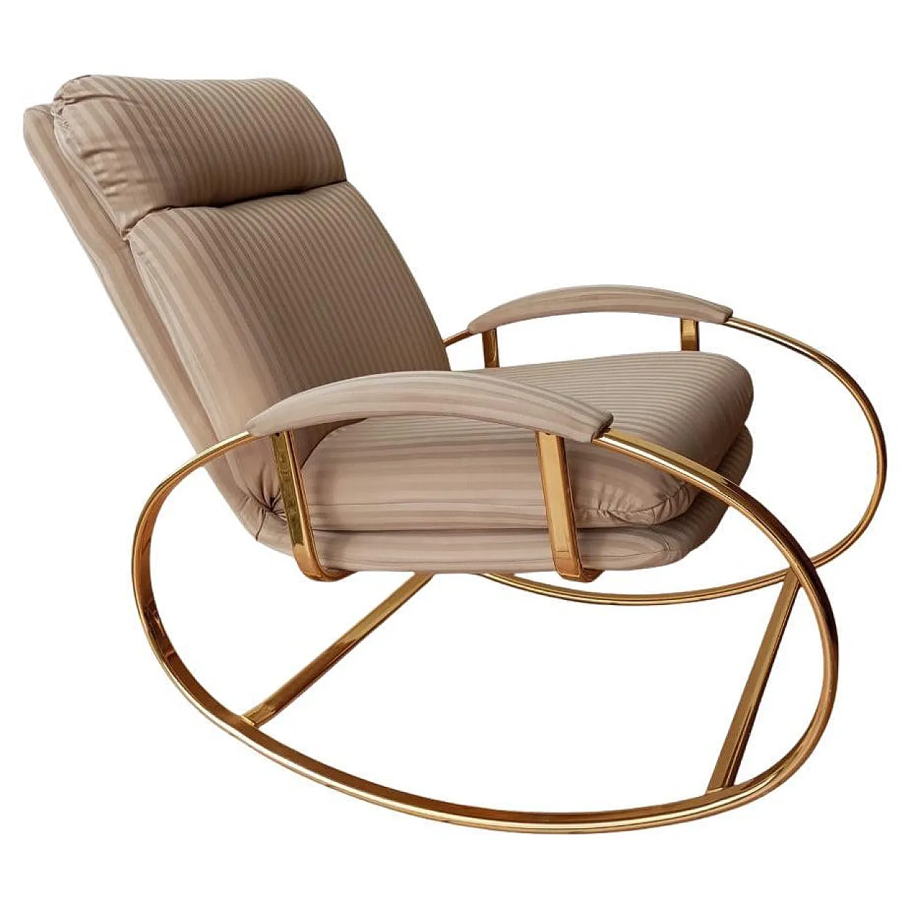 Brass and fabric rocking chair by Guido Faleschini, 1970s 1