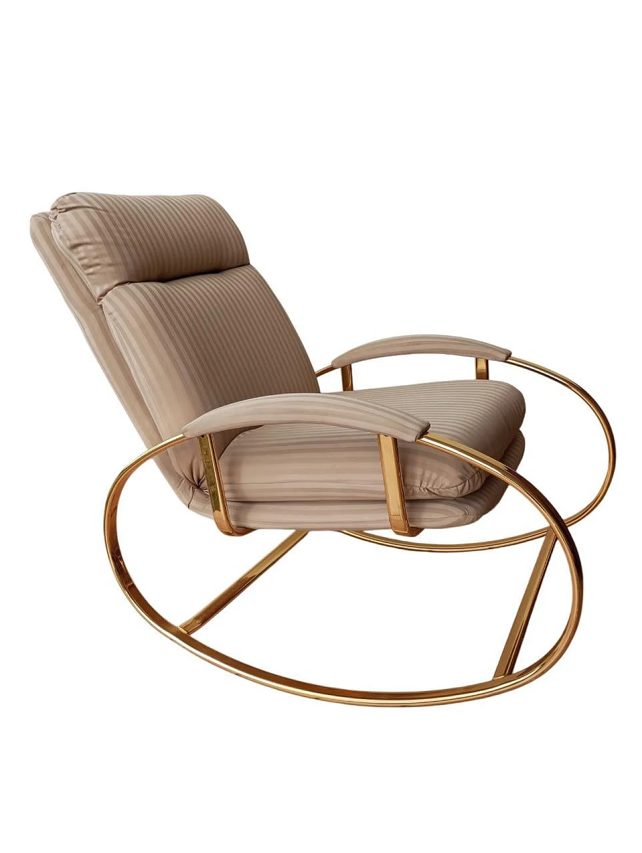 Brass and fabric rocking chair by Guido Faleschini, 1970s 8