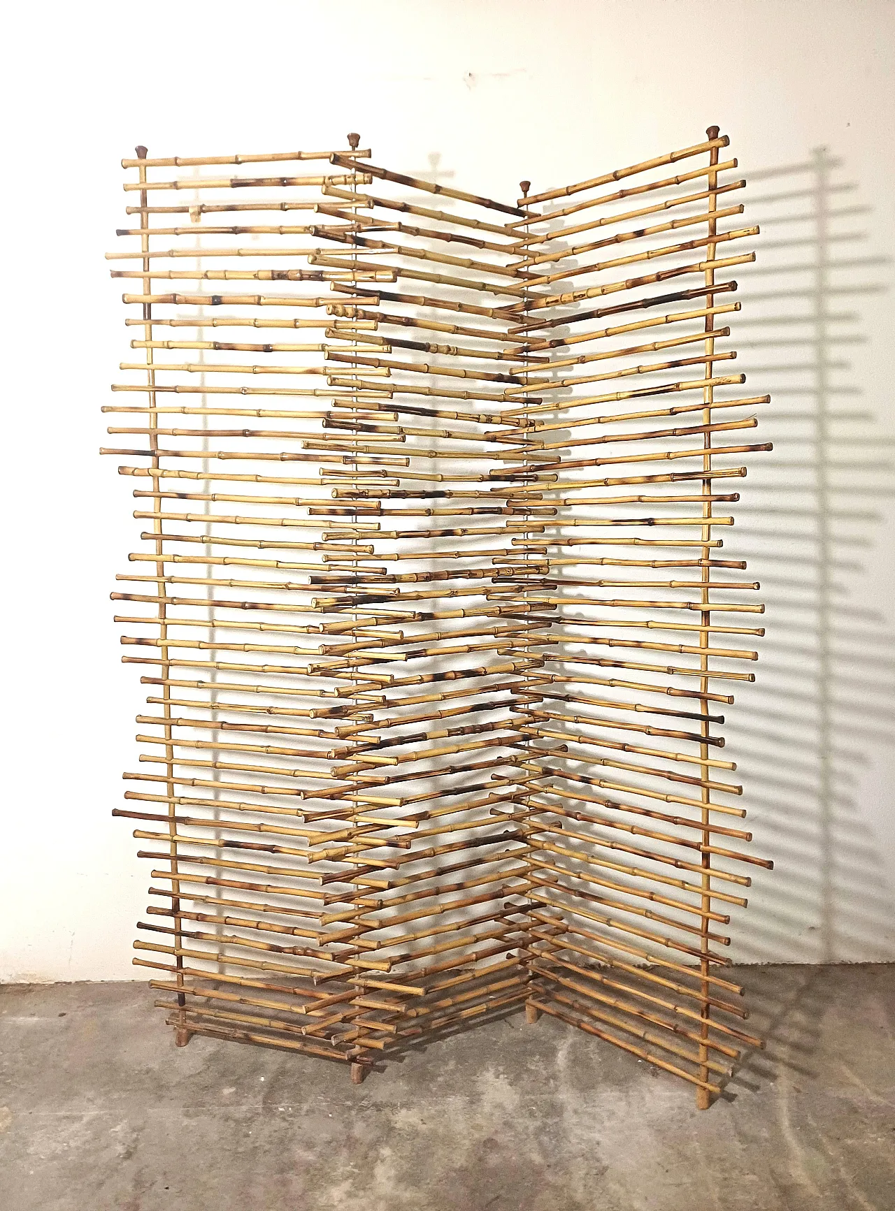 Paravento in bamboo naturale, anni ‘80 1