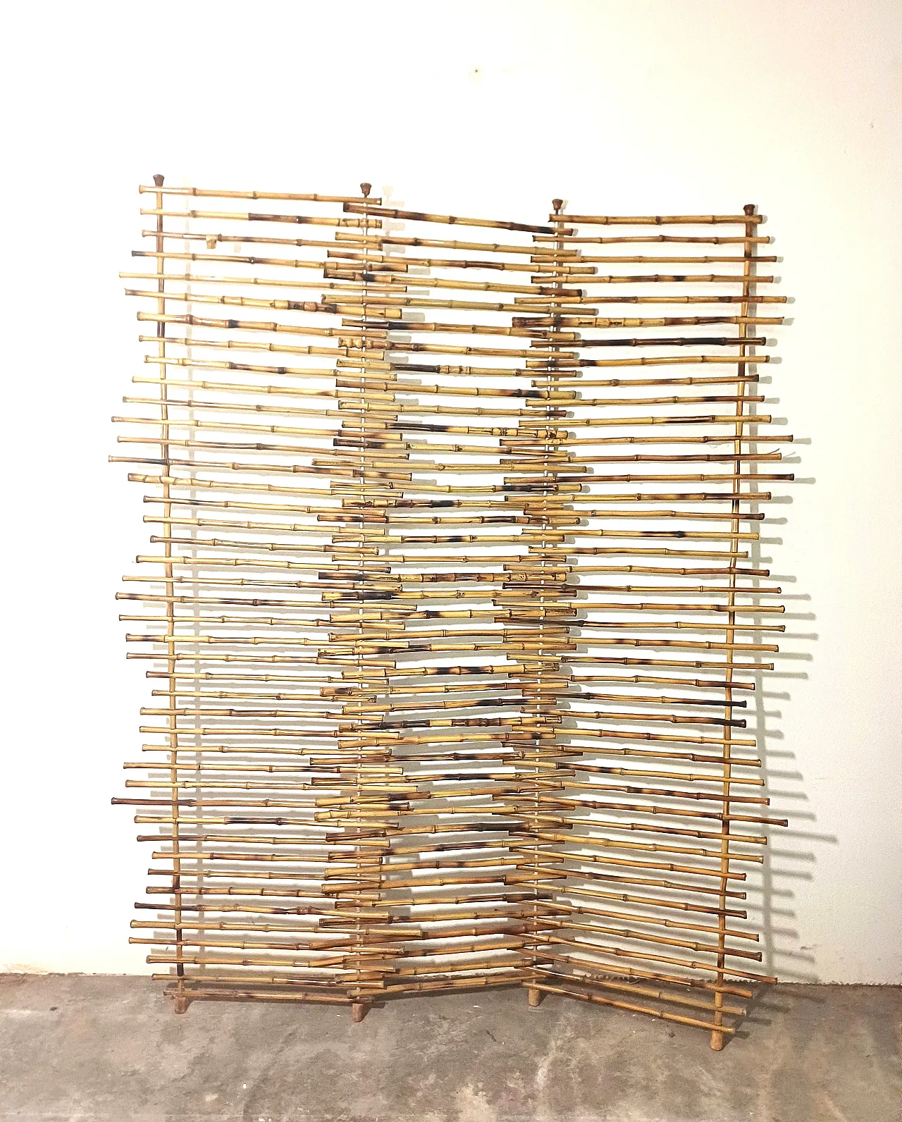 Paravento in bamboo naturale, anni ‘80 2