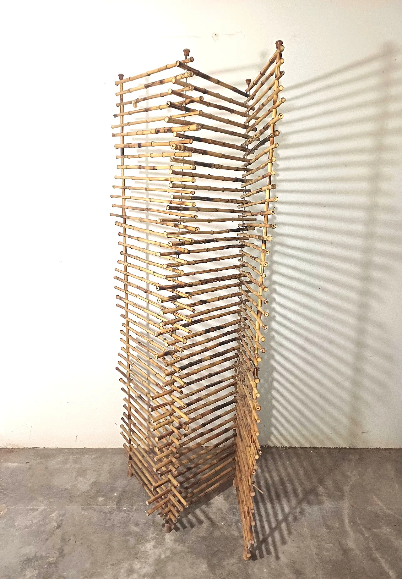 Paravento in bamboo naturale, anni ‘80 3