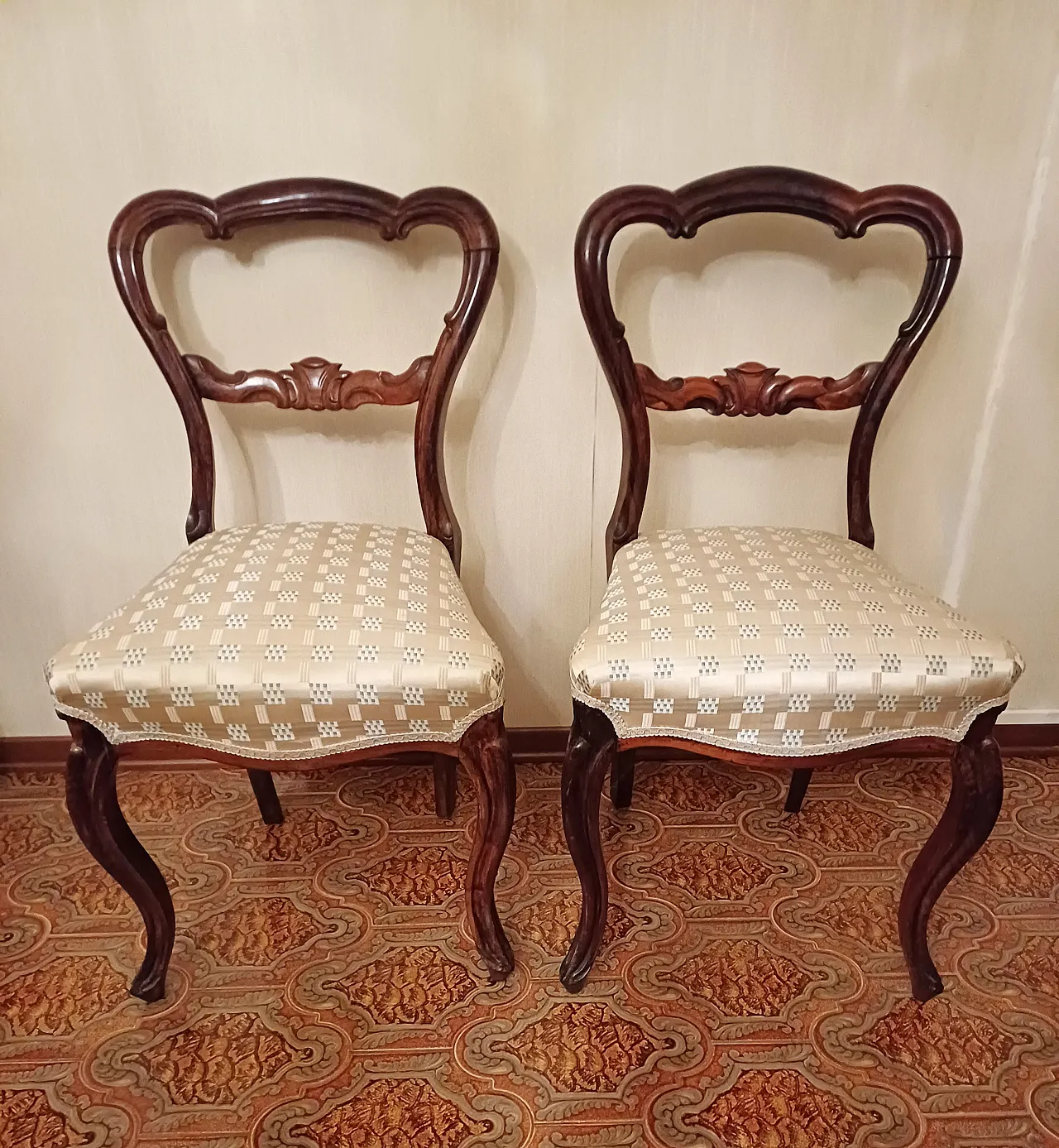 Coppia sedie in noce stile liberty, '900 1