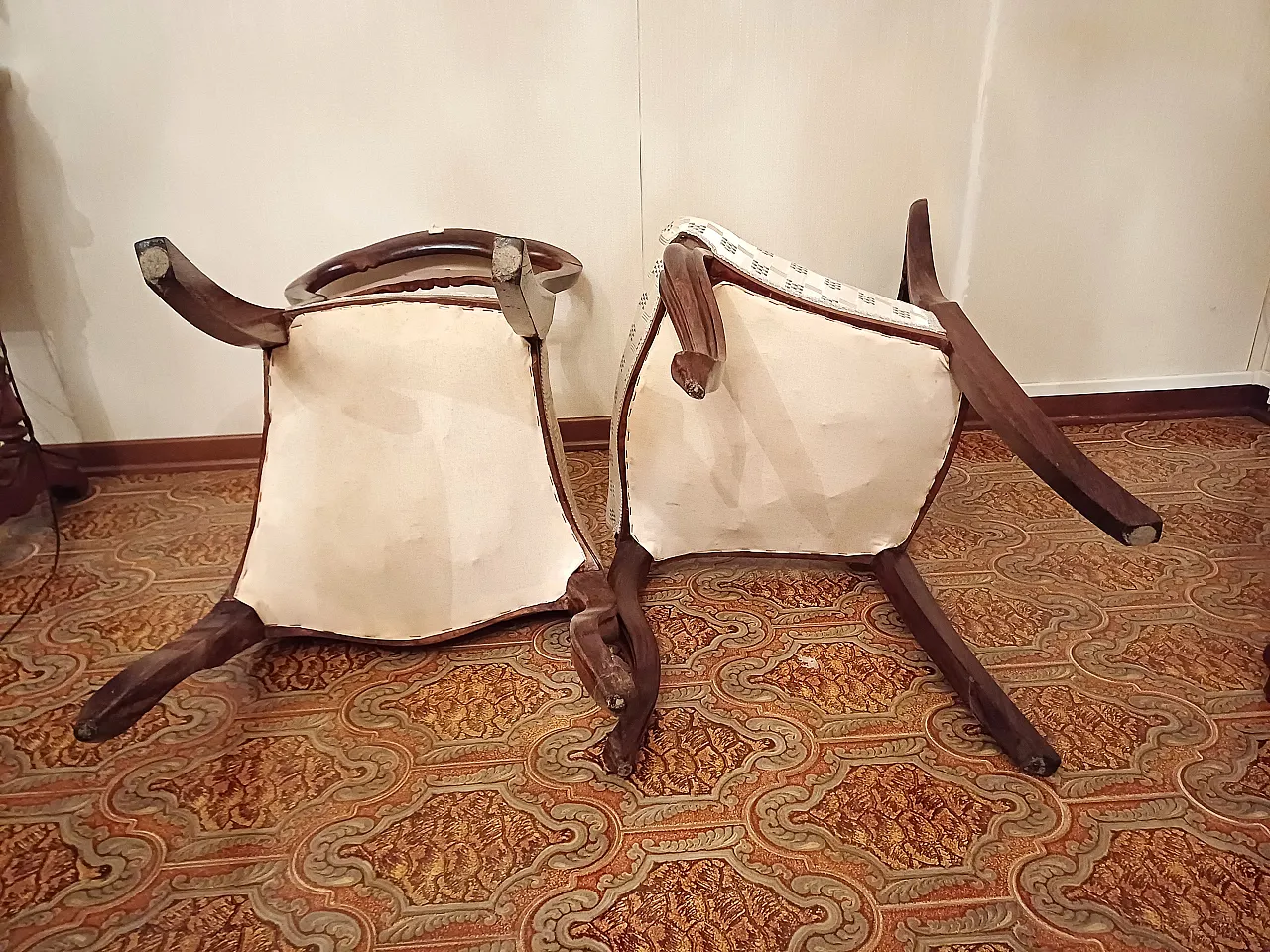 Coppia sedie in noce stile liberty, '900 3