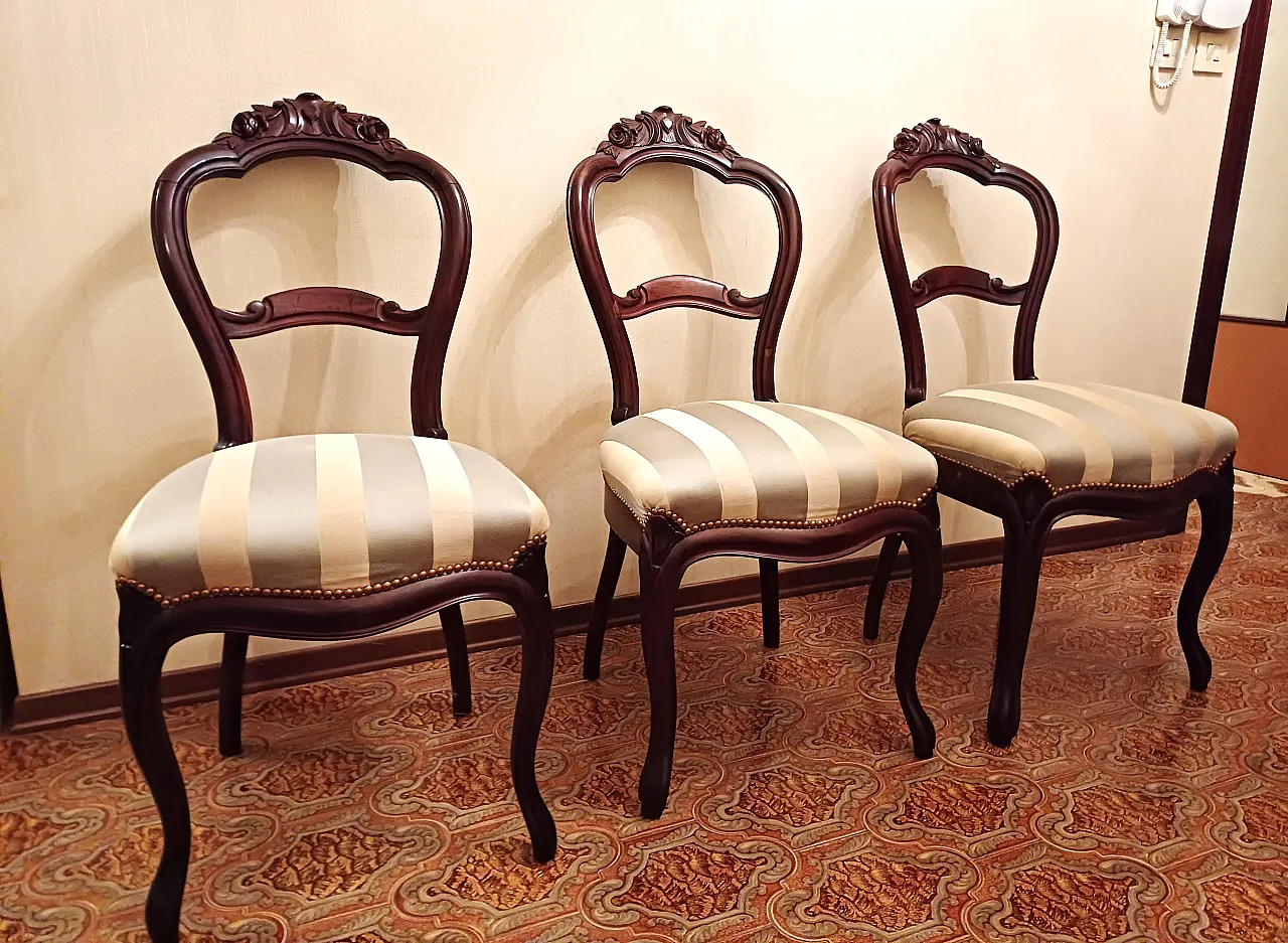 Lotto 3 Sedie In Noce Stile Luigi Filippo, '800 1