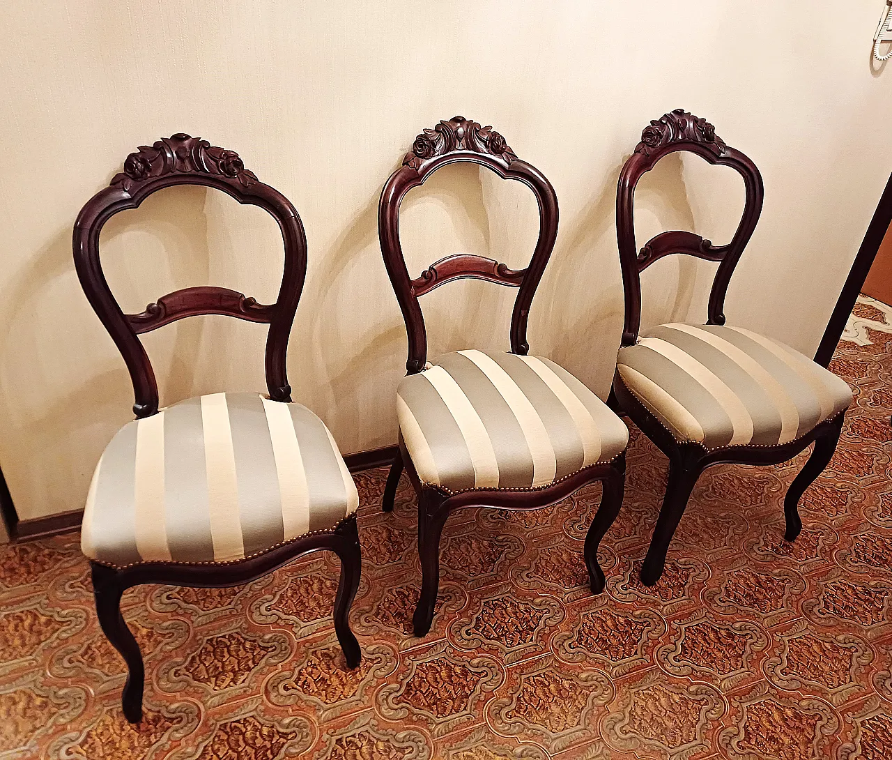 Lotto 3 Sedie In Noce Stile Luigi Filippo, '800 2