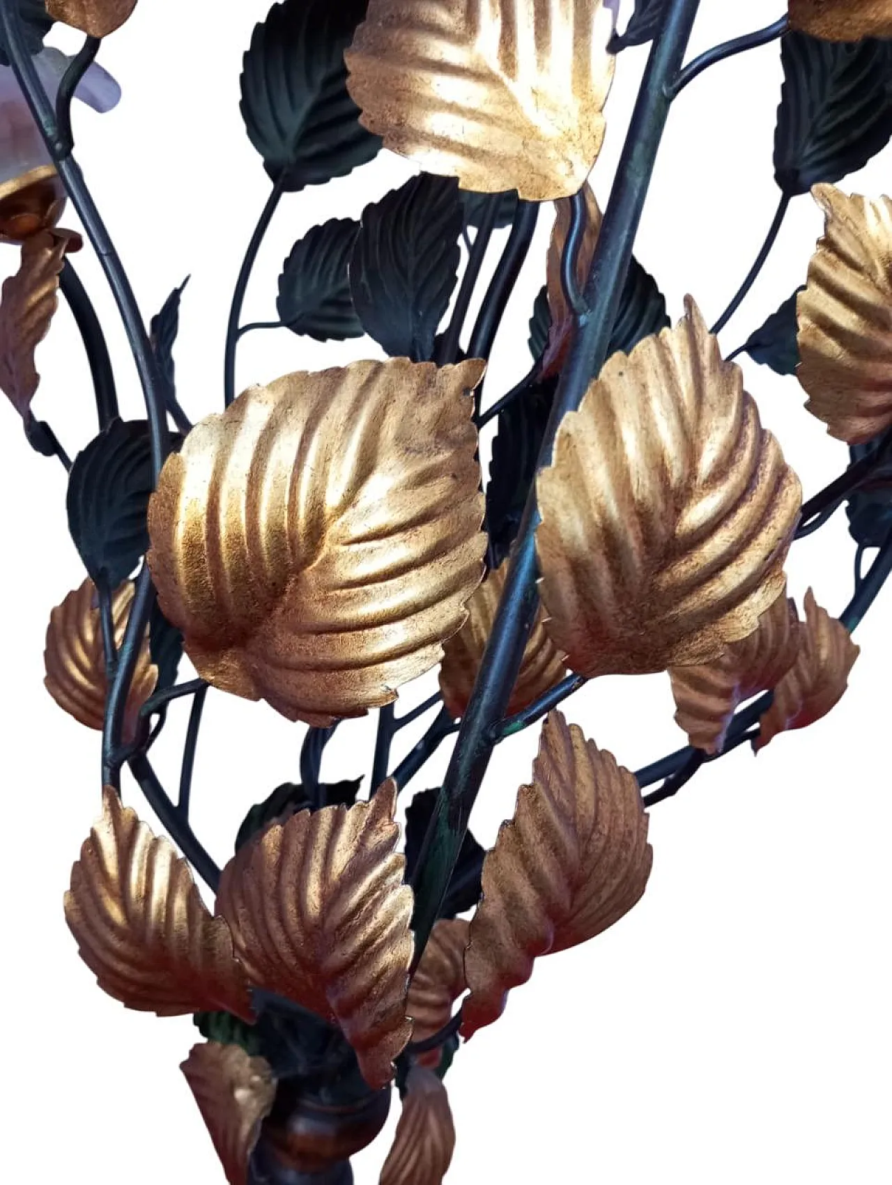 Lampada da terra-scultura con rose in vetro di Murano, anni ’60 6