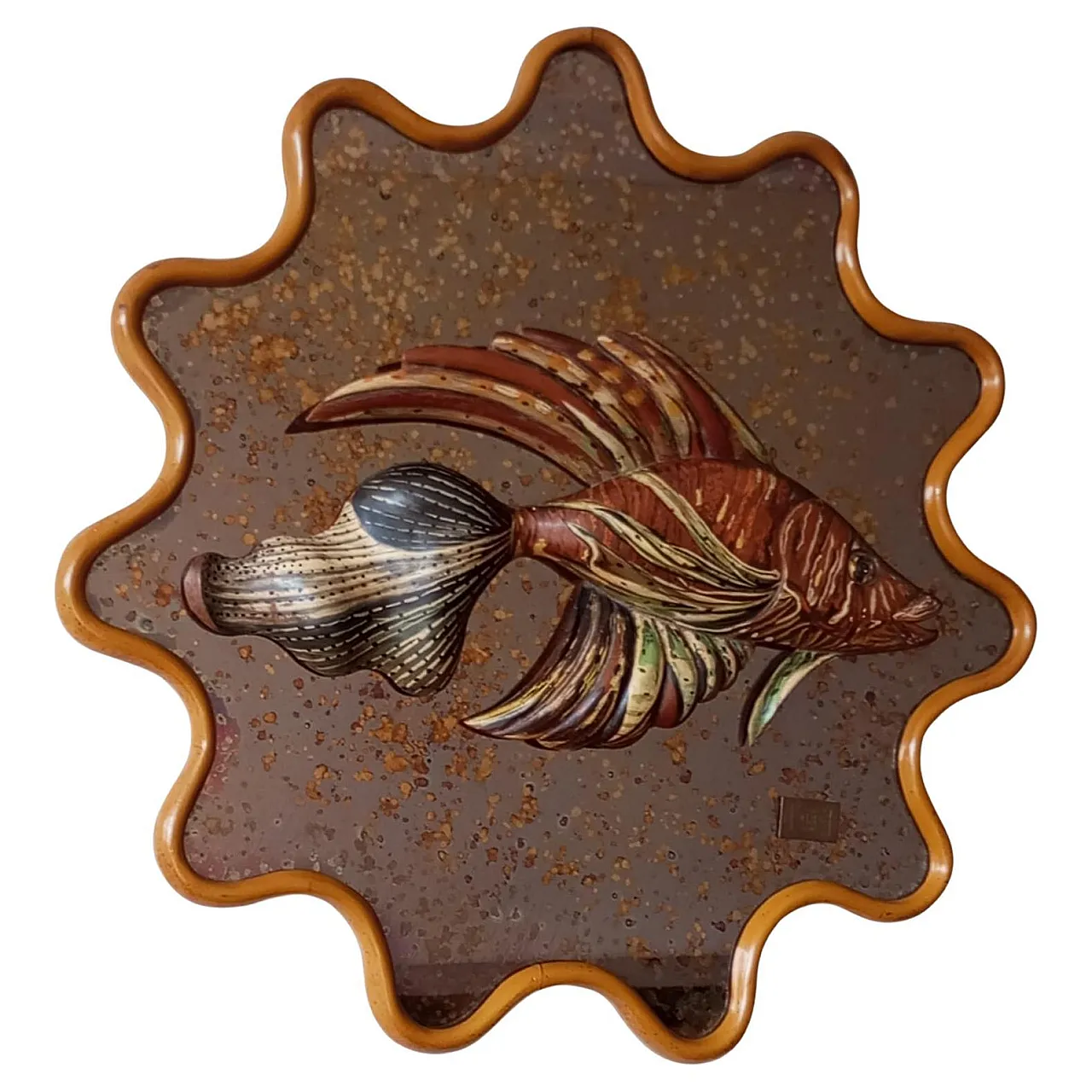 Mirror-sculpture with fish by Mauro Pieroni, Florence, 1970s 1