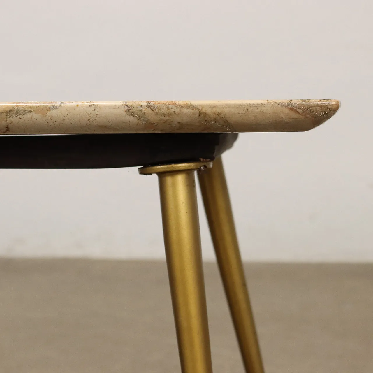Rectangular coffee table with marble top and brass legs, 1950s 3