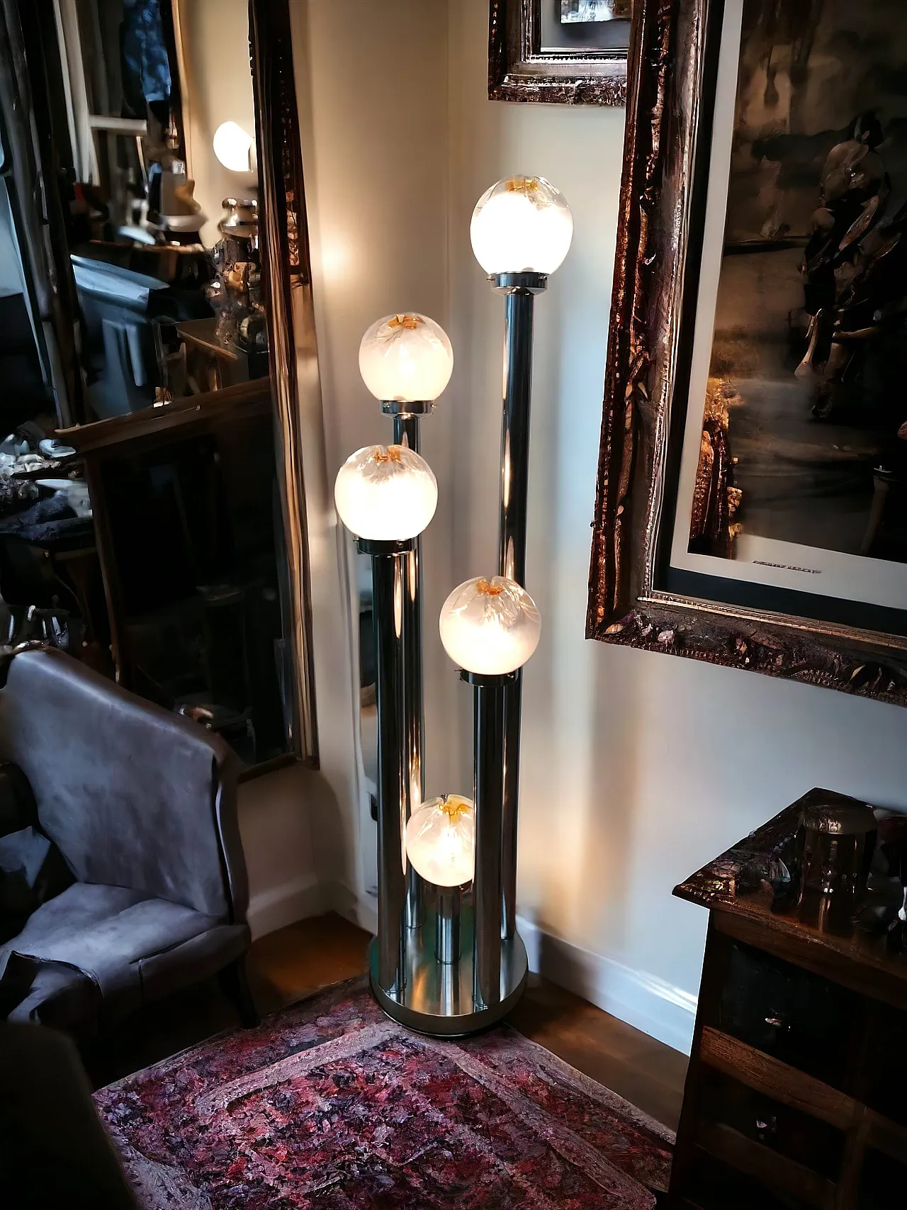 Lampada Murano 5 punti Luce di Toni Zuccheri per Veart, anni '60 1