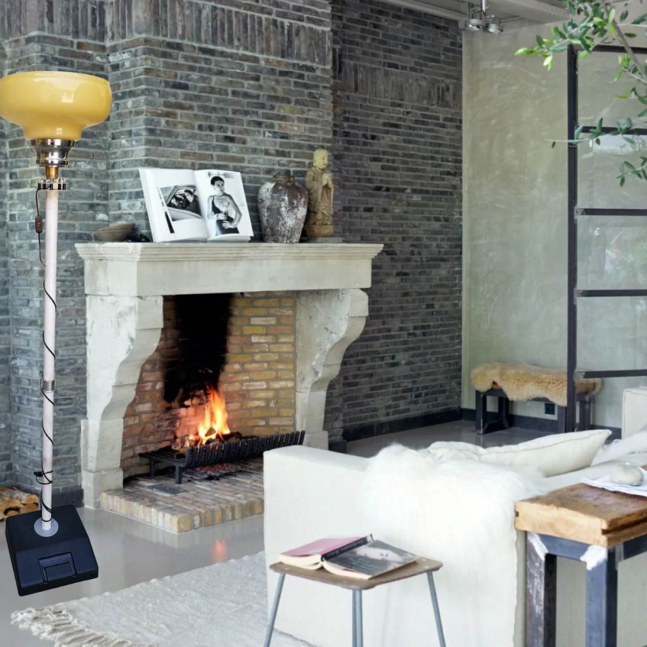 Lampada da Terra Artigianale industriale, anni '70 1