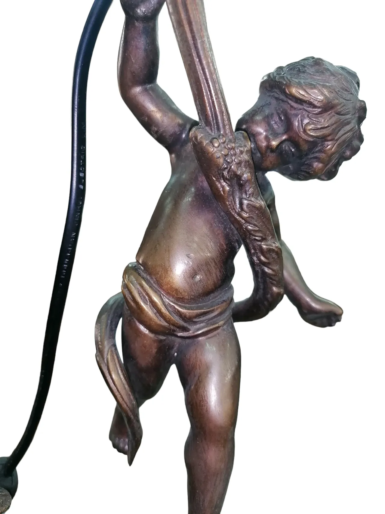 Inkwell Lamp in chiseled bronze with putto, 1920s 8