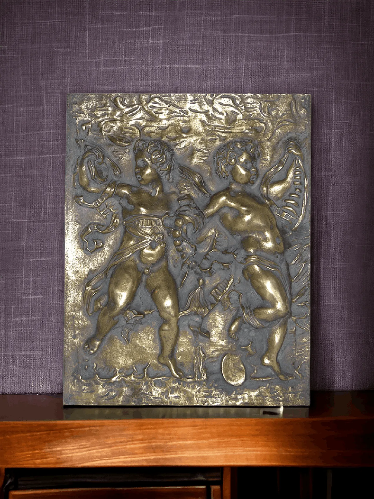 Formella con Amorini Danzanti in bronzo sbalzato , '700 2