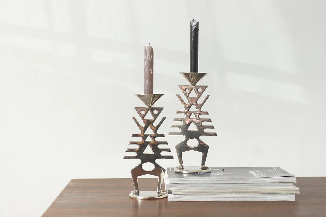 Pair of modernist candlesticks, late 20th century 1