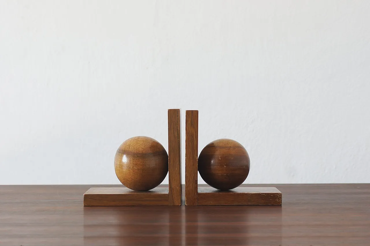 Mid-Century pair of wooden bookends, 1950s 1
