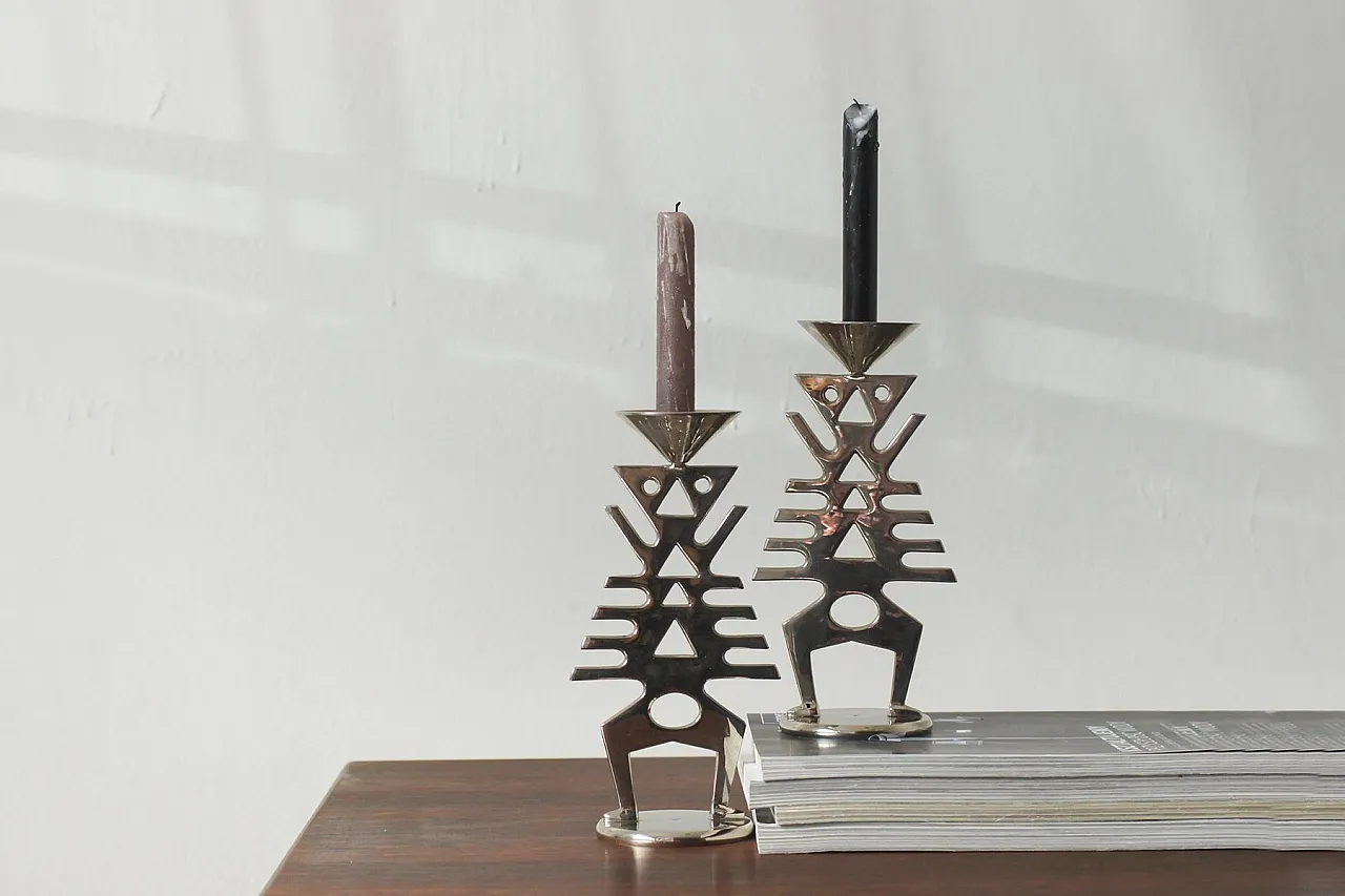 Pair of modernist candlesticks, late 20th century 3