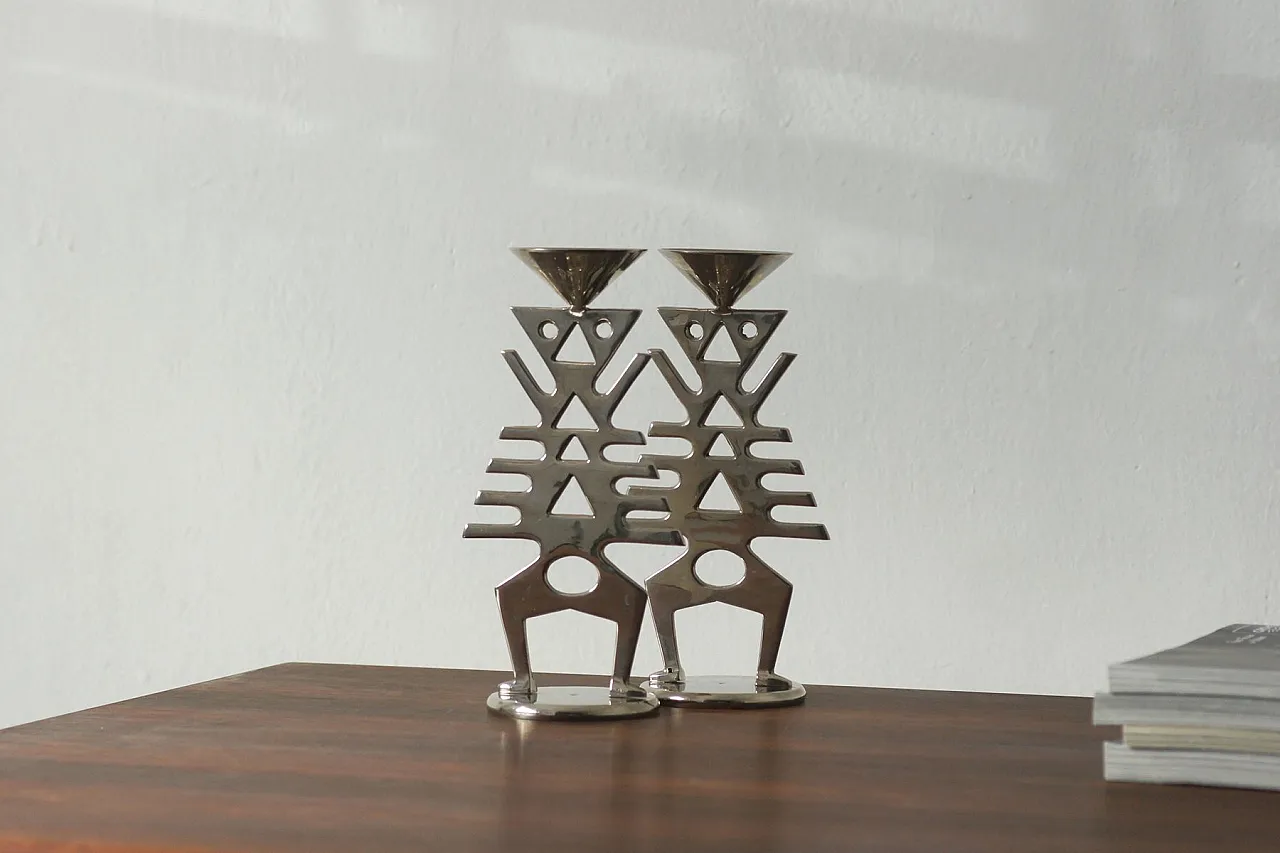 Pair of modernist candlesticks, late 20th century 6