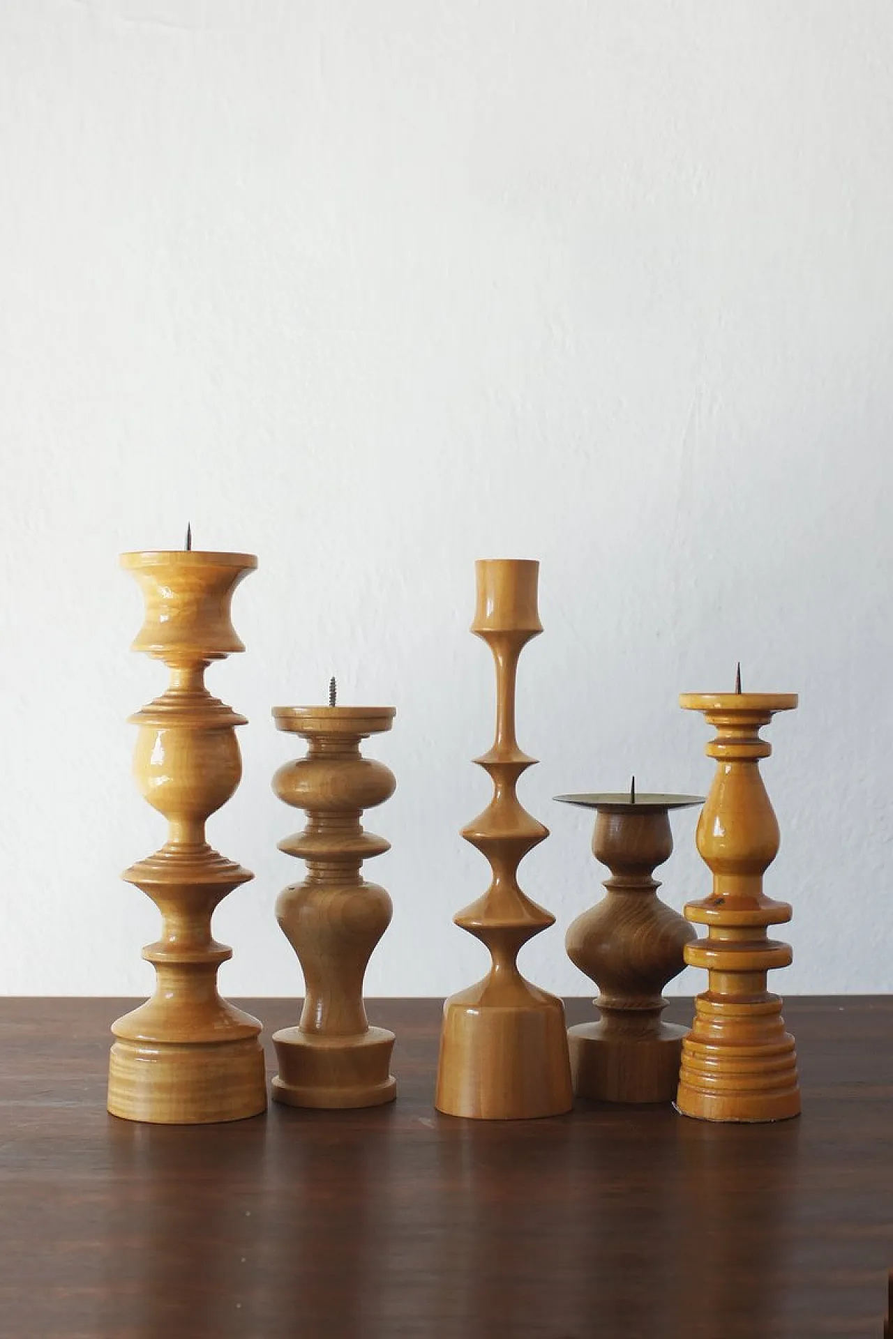 5 Portacandele in legno, Scandinavia, fine '900 2