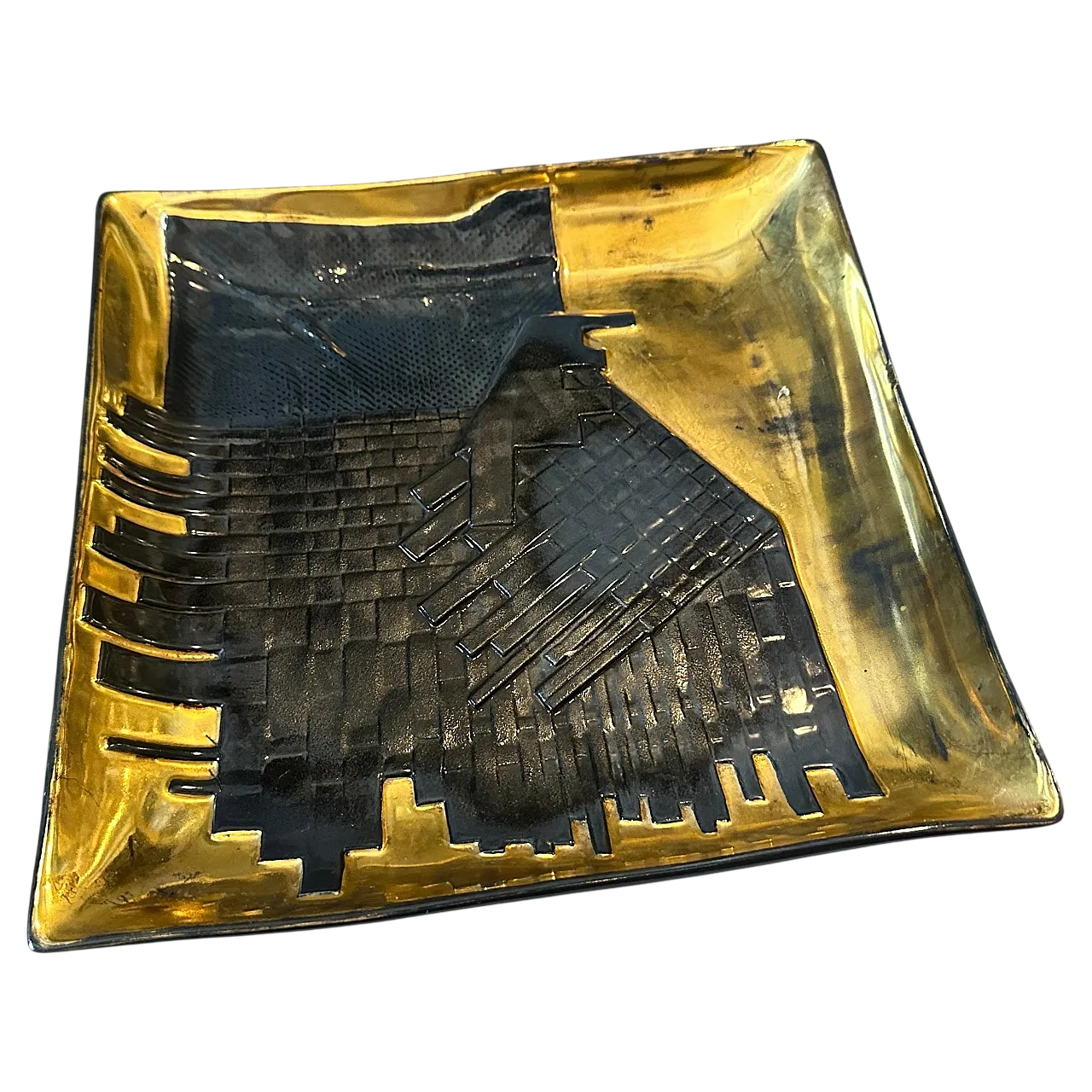 Gold and black ceramic vide poche by Capodimonte, 1980s 15