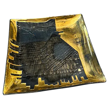 Gold and black ceramic vide poche by Capodimonte, 1980s