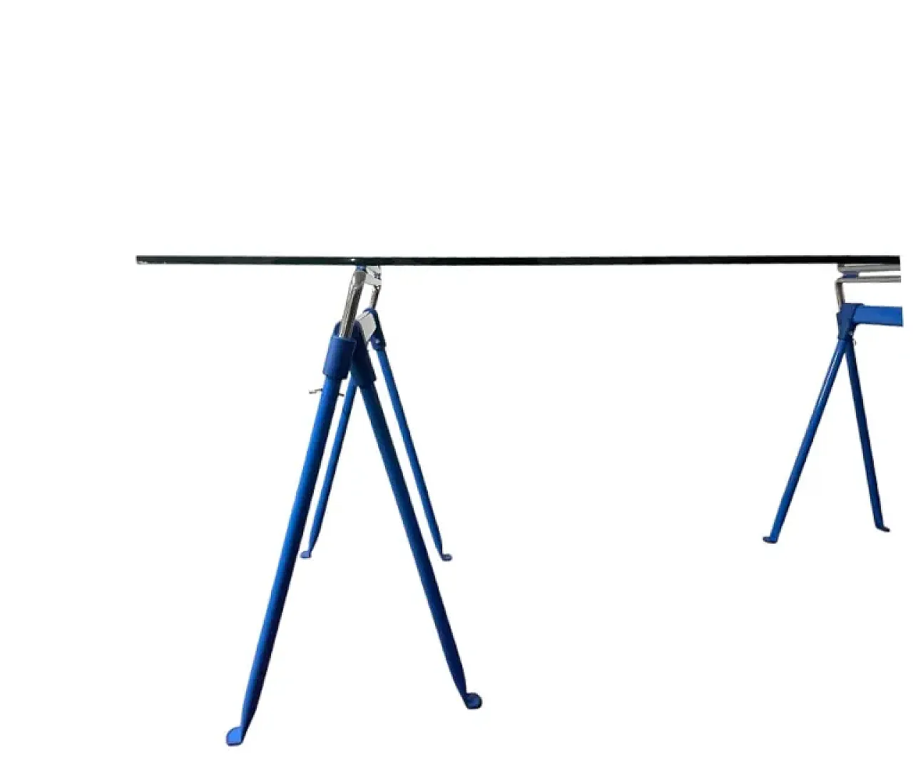 Ypsilon table with rectangular glass top and trestle base, 1980s 5