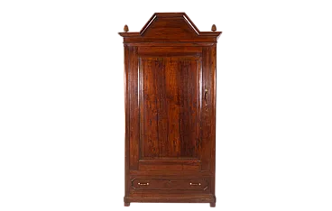 Solid wood cabinet with cornice and bottom drawer, 20th century
