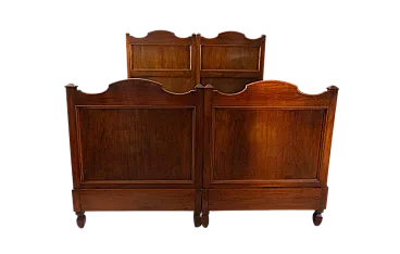 Letto matrimoniale in legno massello con cassetti, '900