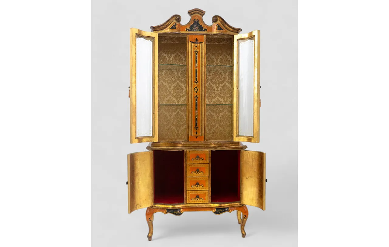 Tuscan display cabinet in orange and gold, 1960s 4