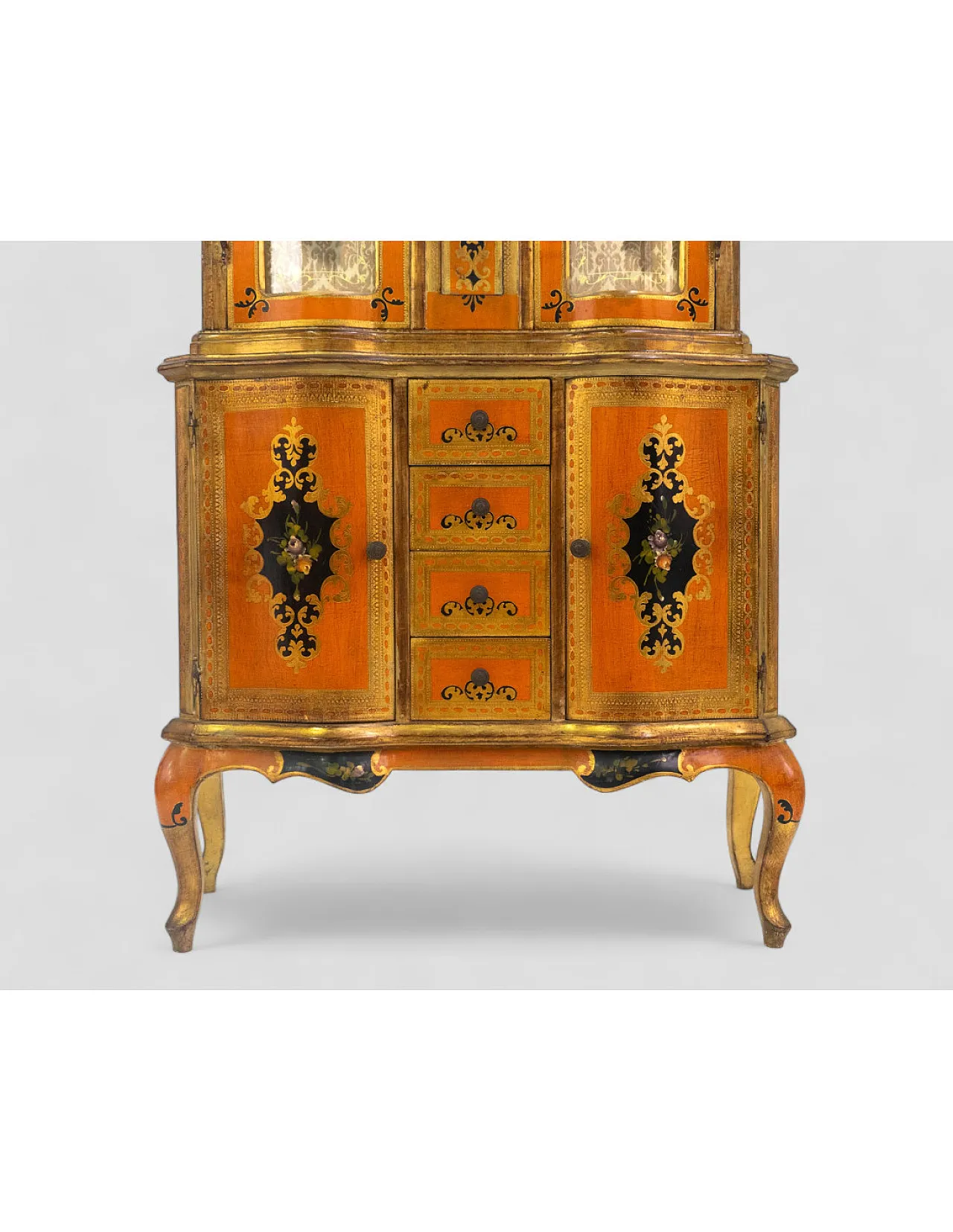 Tuscan display cabinet in orange and gold, 1960s 5