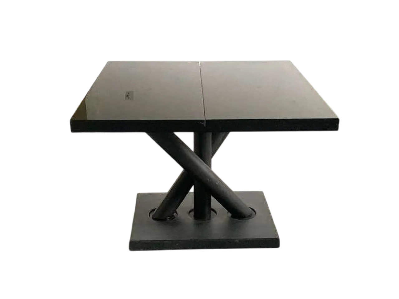 Tavolo Zanotta laccato nero in ghisa e betulla, anni '80 8