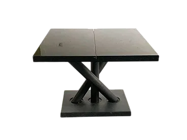 Tavolo Zanotta laccato nero in ghisa e betulla, anni '80