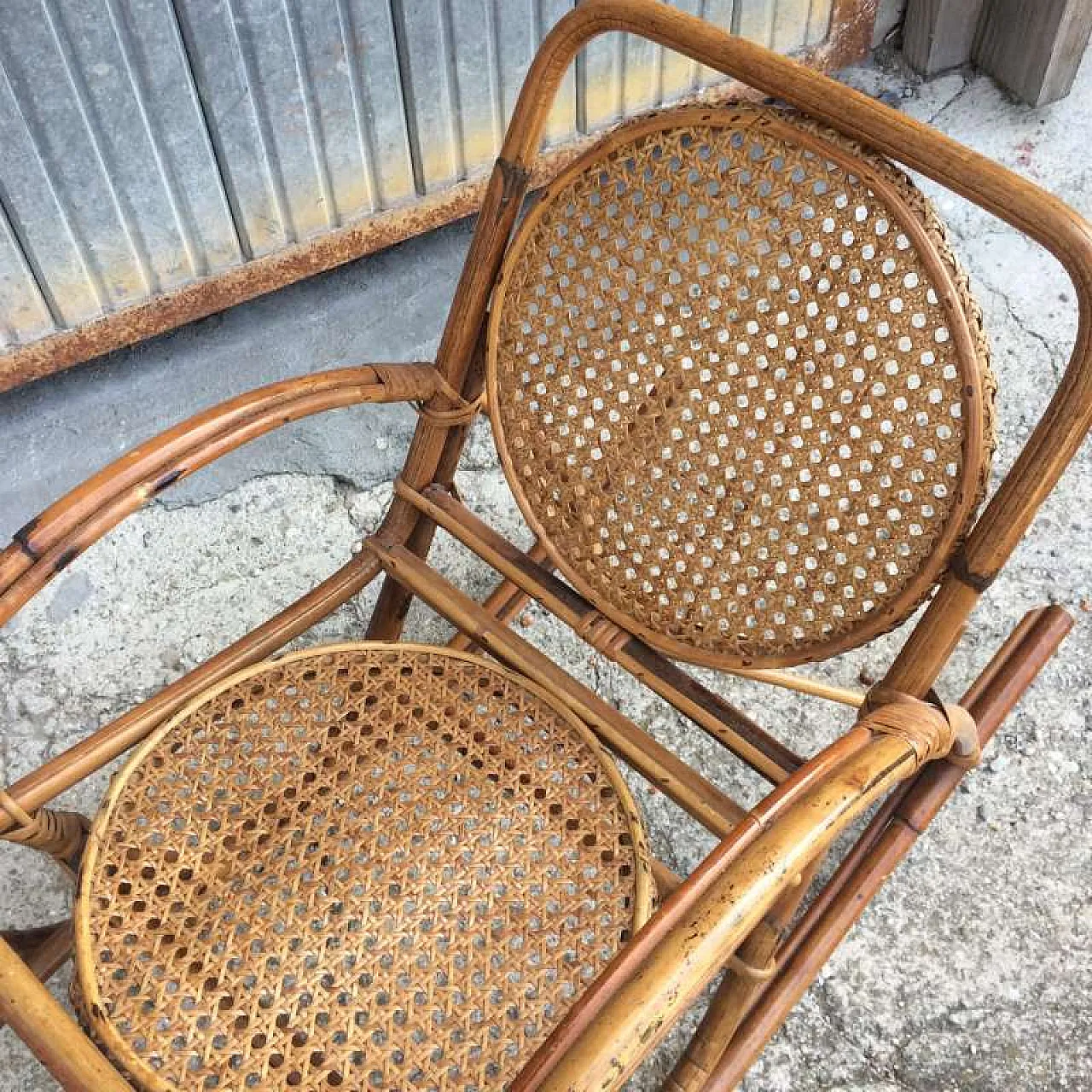 Sedia a dondolo per bambini in vimini, anni '60 4