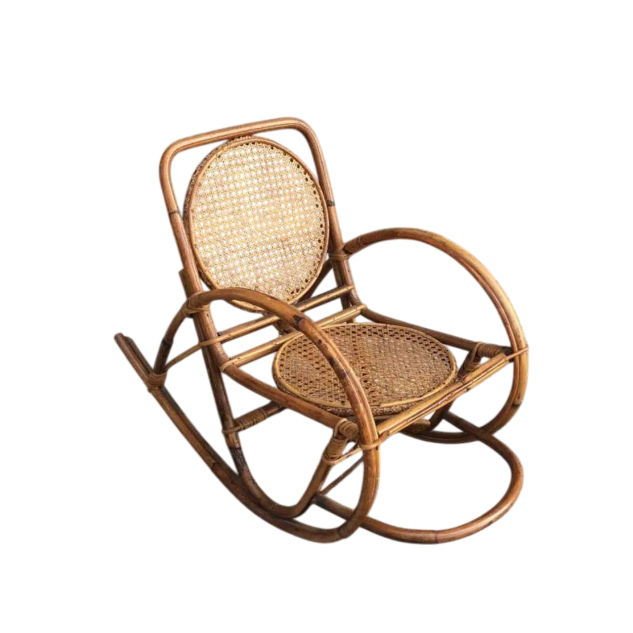 Sedia a dondolo per bambini in vimini, anni '60 6