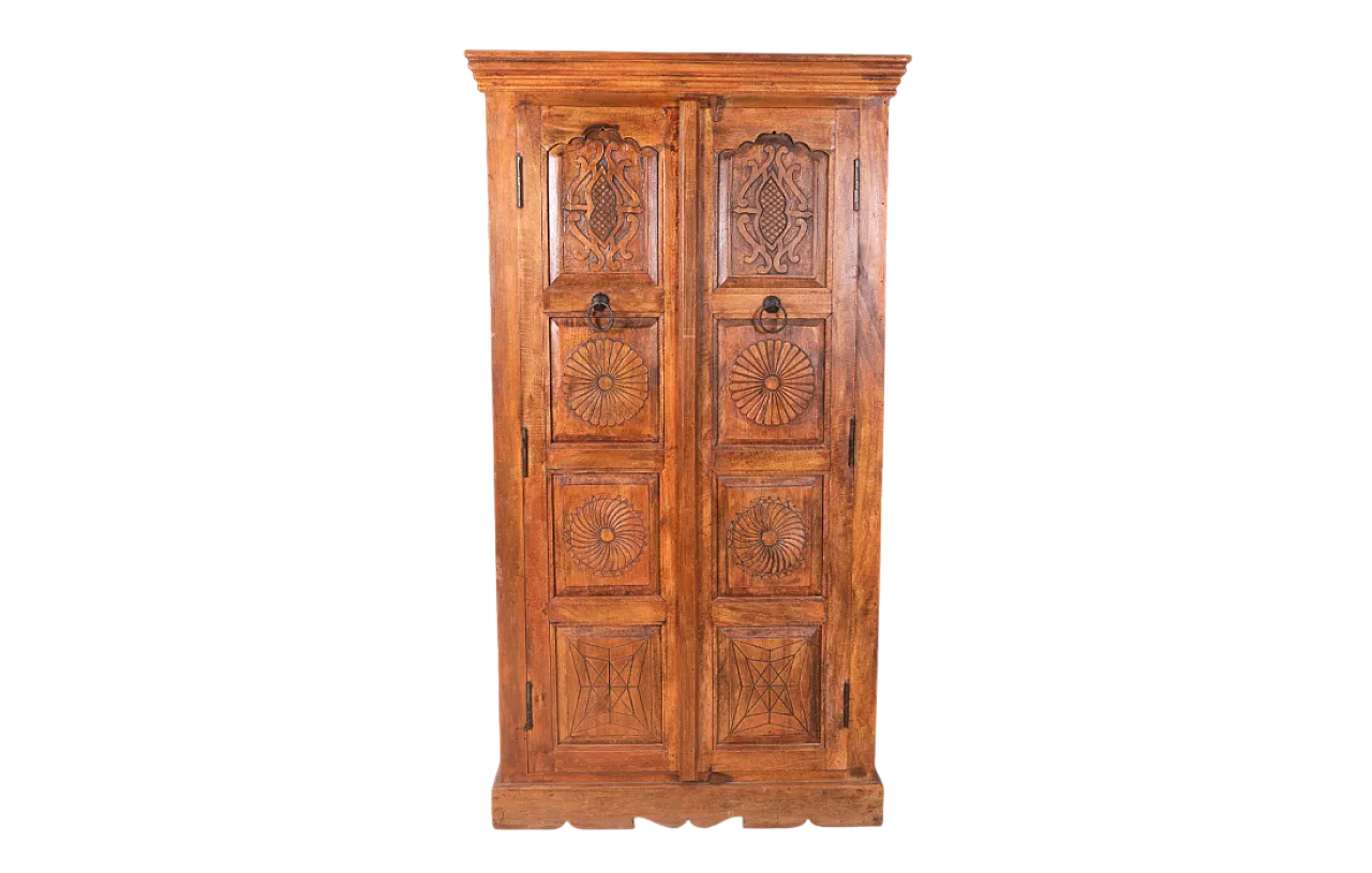 Solid wood carved wardrobe with two doors, 20th century 7