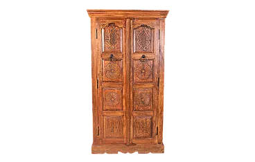 Armadio in legno massello intagliato a due ante, '900