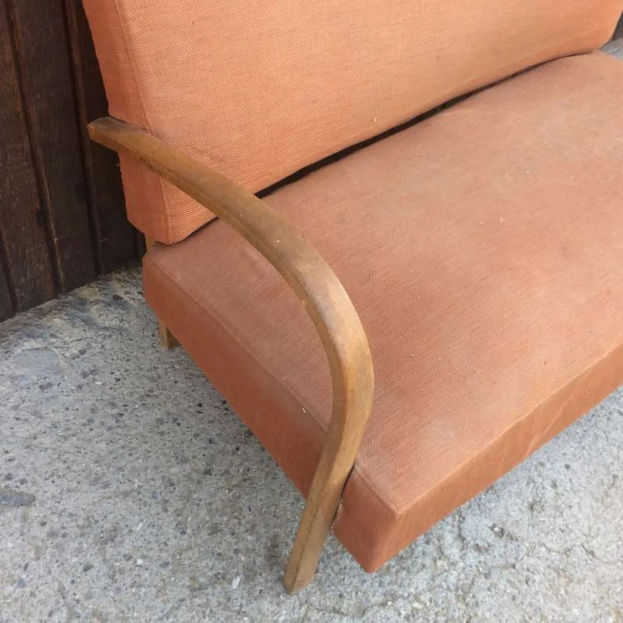 Divanetto a due posti in legno di faggio, anni '60 5