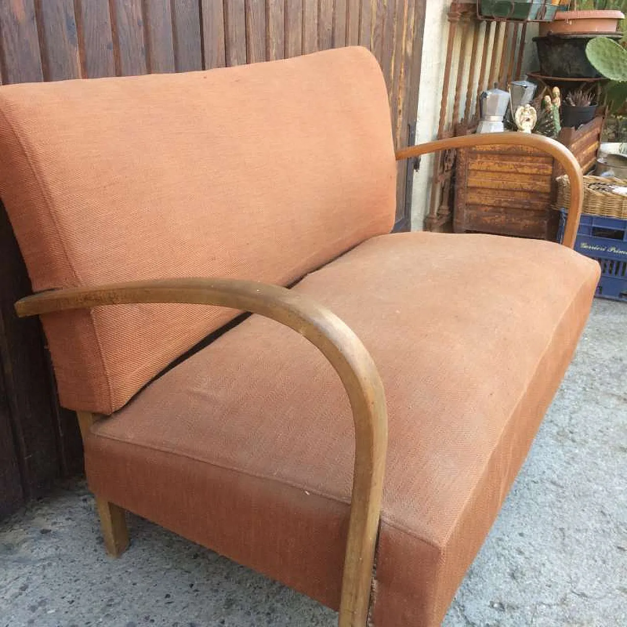 Divanetto a due posti in legno di faggio, anni '60 6